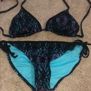 Black and neon colored bikini